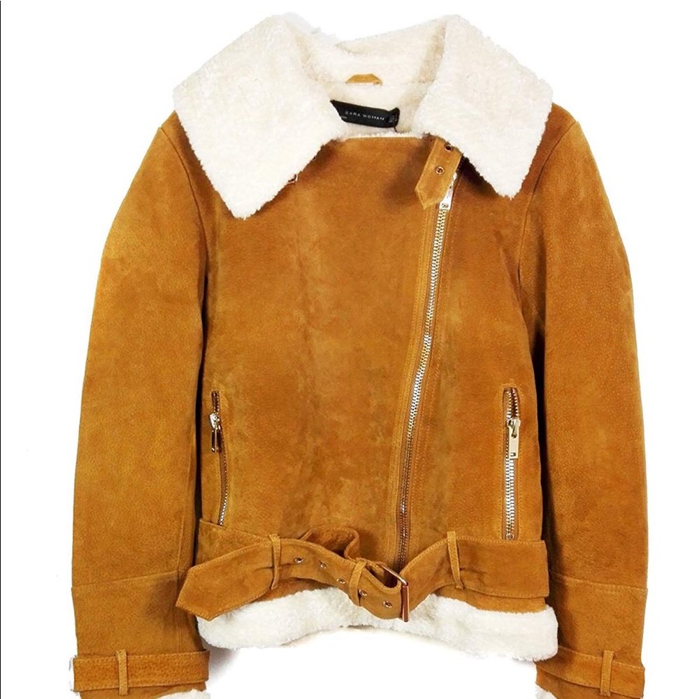  NWOT Zara brown leather jacket 